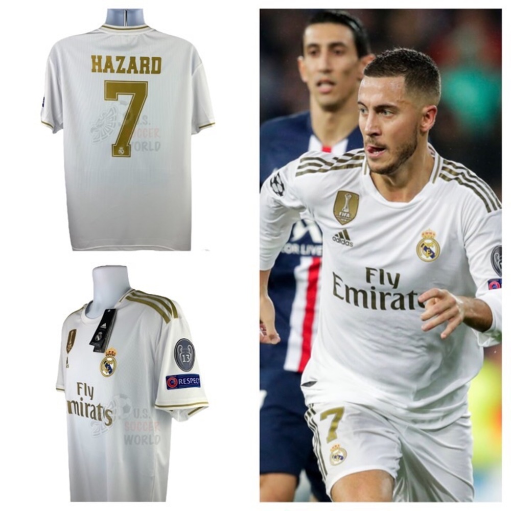 NEW Eden Hazard #7 Real Madrid UEFA Home Mens Soccer Jersey